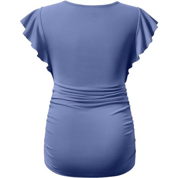Bhome Maternity Tops Flying Shorts Sleeve Tshirt Side Ruched Pregnant Blouse - Picture 2 of 6